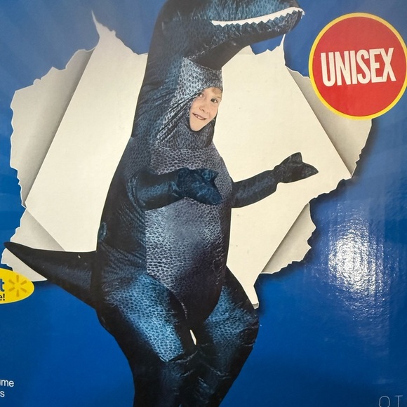 Inflatable Velociraptor Costume - Blue Child one size fits most. Up to 5’1” NWT - Picture 2 of 13